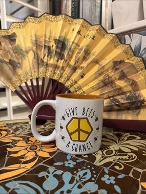 “Give Bees a Chance” Yellow Accent Ceramic Coffee Mug